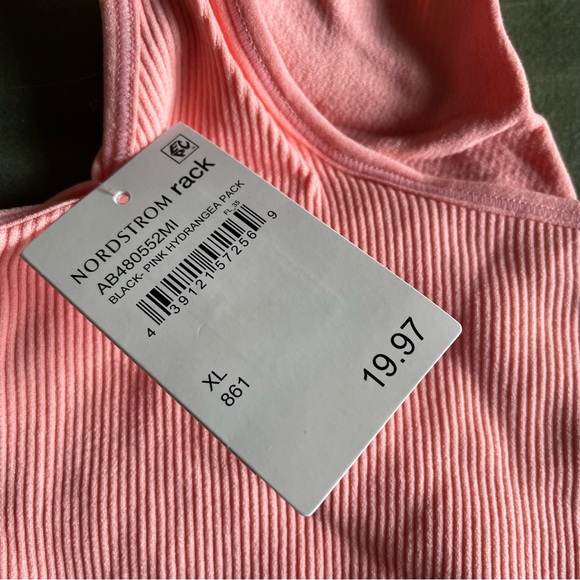 NWT! Abound Pink Ribbed Stretch Soft Sports Bra - Picture 4 of 5